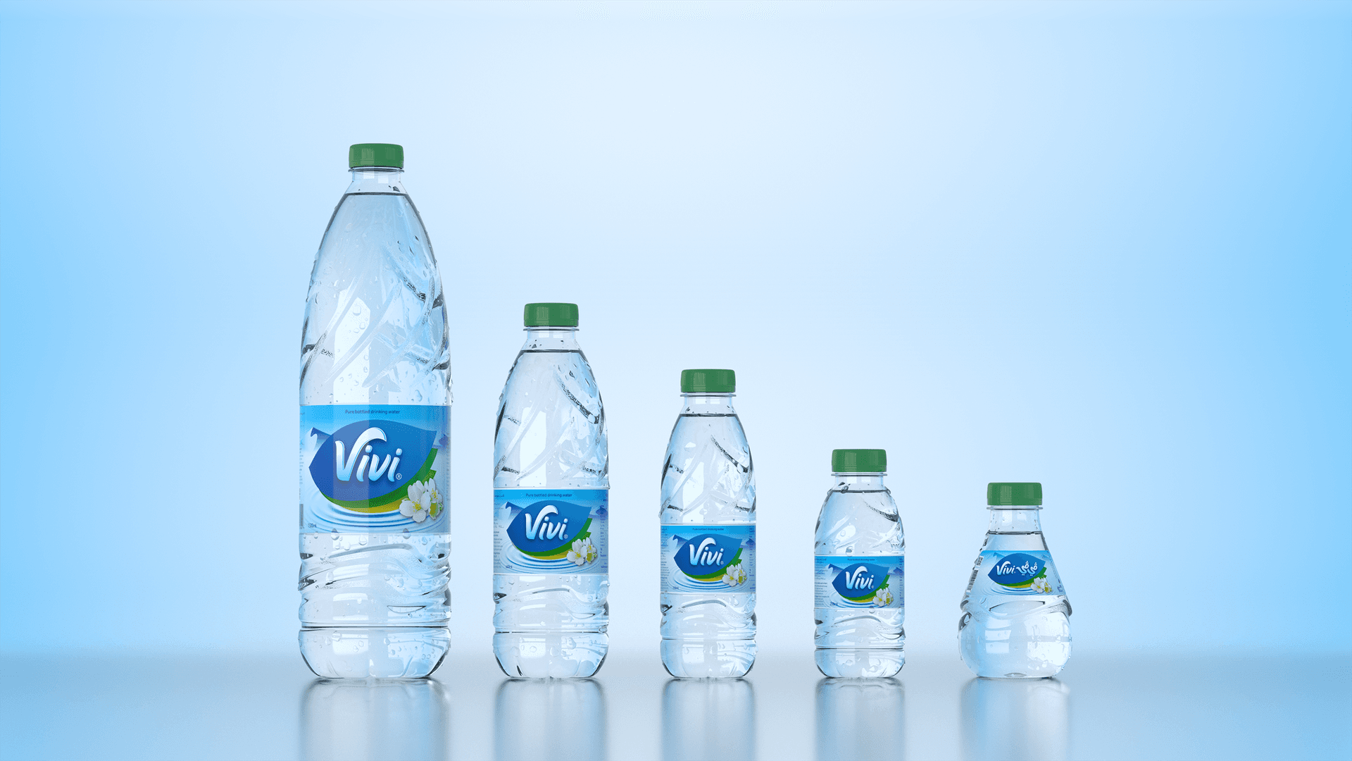 Vivi water bottles displayed elegantly